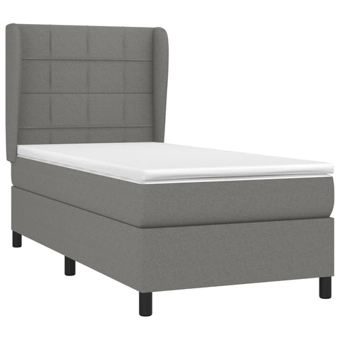 vidaXL Boxspringbett mit Matratze Dunkelgrau 80x200 cm Stoff