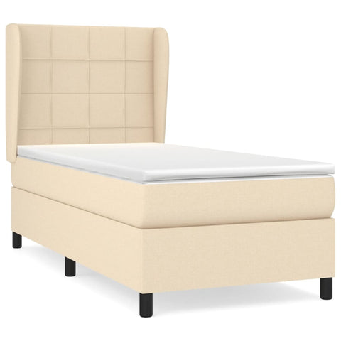 vidaXL Boxspringbett mit Matratze Creme 80x200 cm Stoff