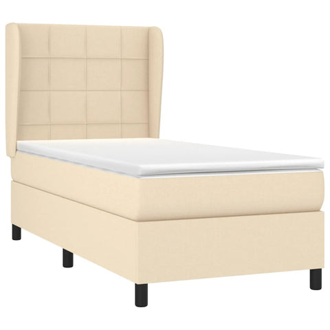 vidaXL Boxspringbett mit Matratze Creme 90x200 cm Stoff