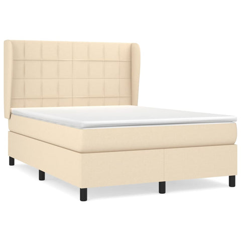 vidaXL Boxspringbett mit Matratze Creme 140x190 cm Stoff