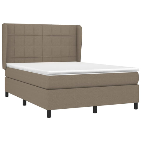 vidaXL Boxspringbett mit Matratze Taupe 140x200 cm Stoff