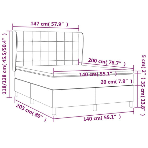 vidaXL Boxspringbett mit Matratze Creme 140x200 cm Stoff