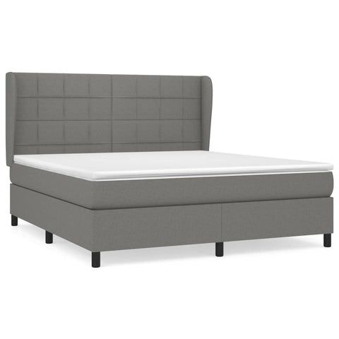 vidaXL Boxspringbett mit Matratze Dunkelgrau 160x200 cm Stoff