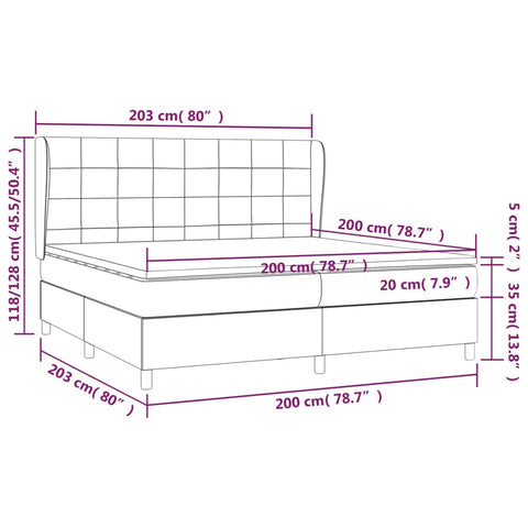 vidaXL Boxspringbett mit Matratze Taupe 200x200 cm Stoff