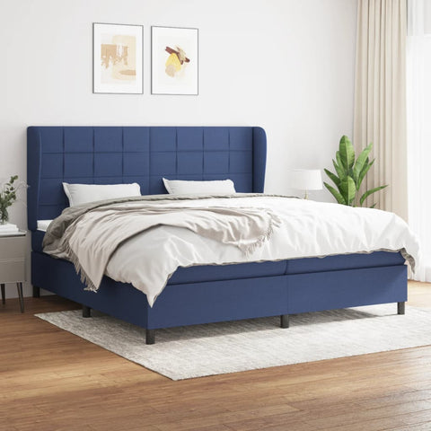 vidaXL Boxspringbett mit Matratze Blau 200x200 cm Stoff