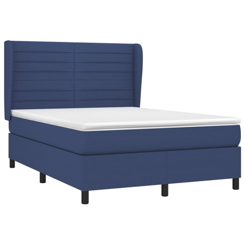 vidaXL Boxspringbett mit Matratze Blau 140x190 cm Stoff