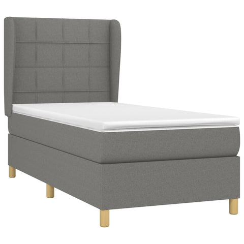 vidaXL Boxspringbett mit Matratze Dunkelgrau 80x200 cm Stoff