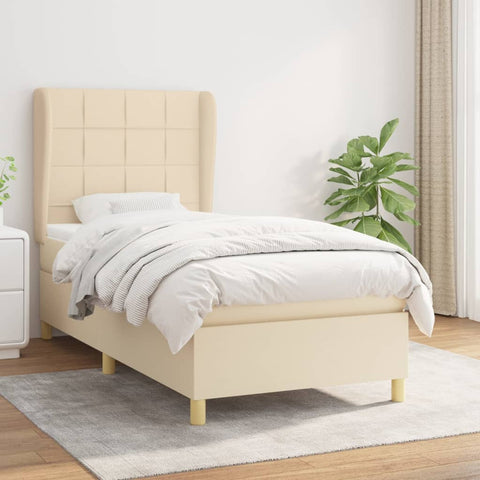 vidaXL Boxspringbett mit Matratze Creme 80x200 cm Stoff