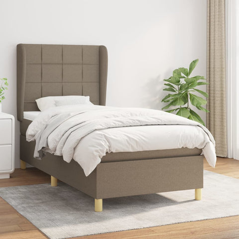 vidaXL Boxspringbett mit Matratze Taupe 90x190 cm Stoff