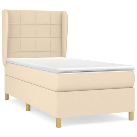 vidaXL Boxspringbett mit Matratze Creme 90x190 cm Stoff