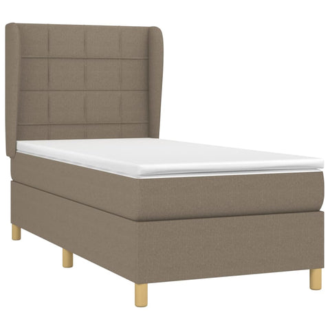 vidaXL Boxspringbett mit Matratze Taupe 90x200 cm Stoff