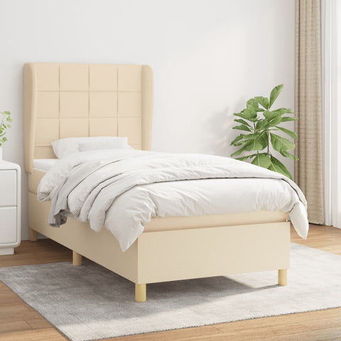 vidaXL Boxspringbett mit Matratze Creme 90x200 cm Stoff