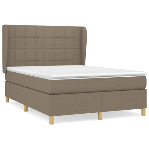 vidaXL Boxspringbett mit Matratze Taupe 140x190 cm Stoff