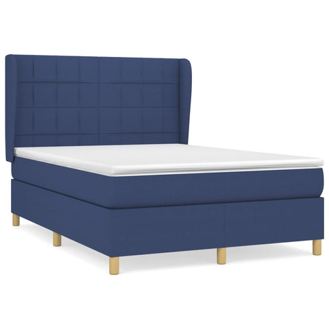 vidaXL Boxspringbett mit Matratze Blau 140x200 cm Stoff