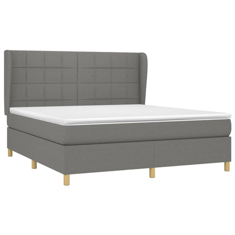 vidaXL Boxspringbett mit Matratze Dunkelgrau 160x200 cm Stoff