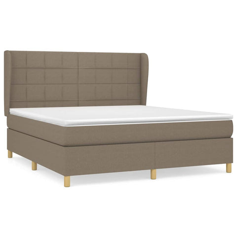 vidaXL Boxspringbett mit Matratze Taupe 180x200 cm Stoff