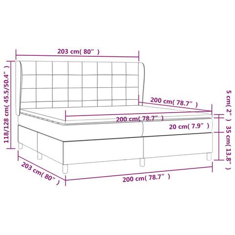 vidaXL Boxspringbett mit Matratze Creme 200x200 cm Stoff