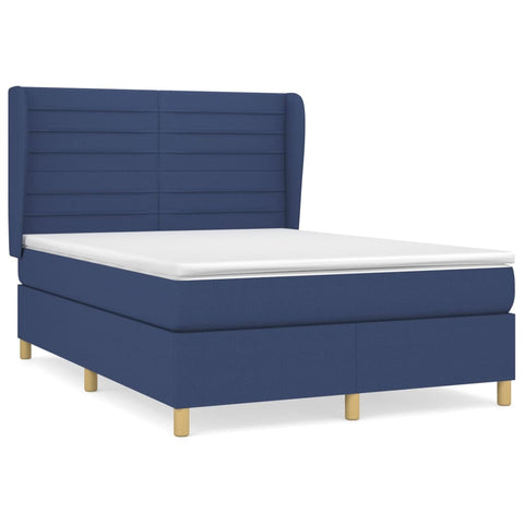 vidaXL Boxspringbett mit Matratze Blau 140x190 cm Stoff