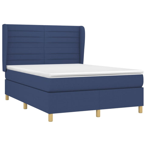 vidaXL Boxspringbett mit Matratze Blau 140x200 cm Stoff