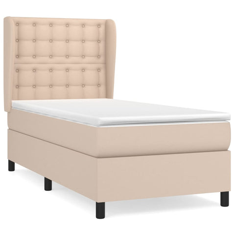 vidaXL Boxspringbett mit Matratze Cappuccino-Braun 90x190cm Kunstleder