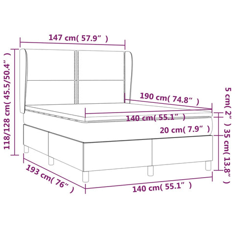 vidaXL Boxspringbett mit Matratze Dunkelgrün 140x190 cm Samt