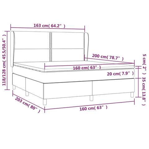 vidaXL Boxspringbett mit Matratze Dunkelgrün 160x200 cm Samt