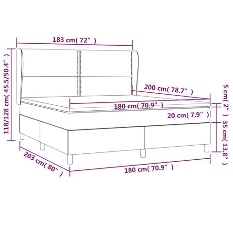 vidaXL Boxspringbett mit Matratze Dunkelgrün 180x200 cm Samt