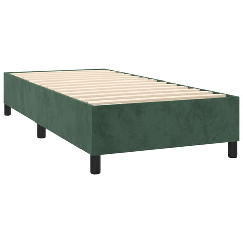 vidaXL Boxspringbett mit Matratze Dunkelgrün 90x190 cm Samt