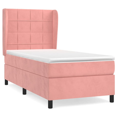 vidaXL Boxspringbett mit Matratze Rosa 100x200 cm Samt