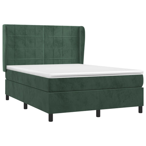 vidaXL Boxspringbett mit Matratze Dunkelgrün 140x190 cm Samt