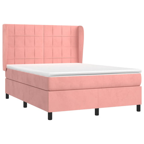 vidaXL Boxspringbett mit Matratze Rosa 140x190 cm Samt