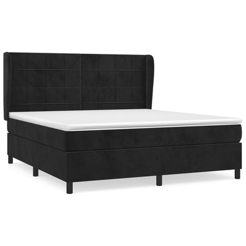 vidaXL Boxspringbett mit Matratze Schwarz 160x200 cm Samt