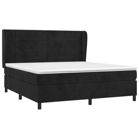 vidaXL Boxspringbett mit Matratze Schwarz 160x200 cm Samt