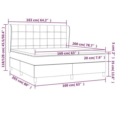 vidaXL Boxspringbett mit Matratze Dunkelgrün 160x200 cm Samt