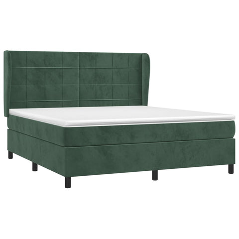 vidaXL Boxspringbett mit Matratze Dunkelgrün 180x200 cm Samt