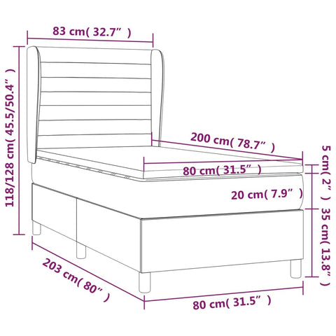 vidaXL Boxspringbett mit Matratze Dunkelgrün 80x200 cm Samt