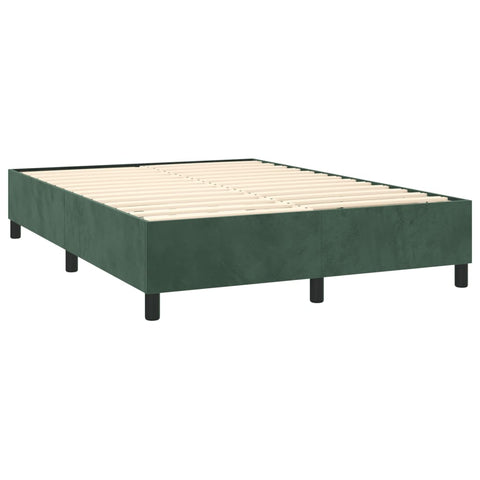 vidaXL Boxspringbett mit Matratze Dunkelgrün 140x190 cm Samt