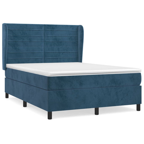 vidaXL Boxspringbett mit Matratze Dunkelblau 140x190 cm Samt