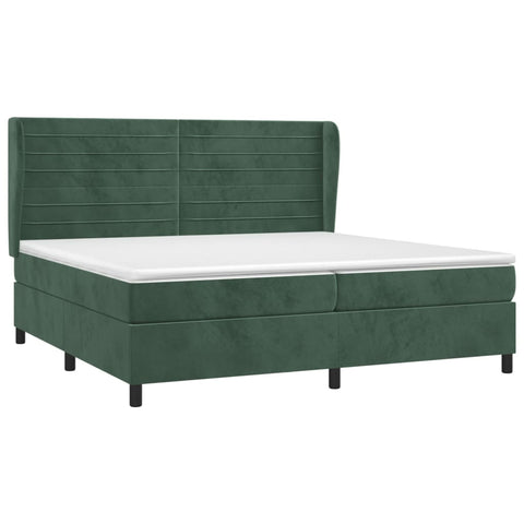 vidaXL Boxspringbett mit Matratze Dunkelgrün 200x200 cm Samt