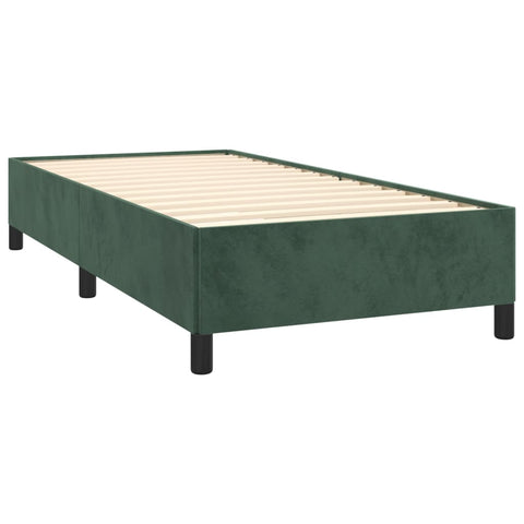 vidaXL Boxspringbett mit Matratze Dunkelgrün 90x200 cm Samt