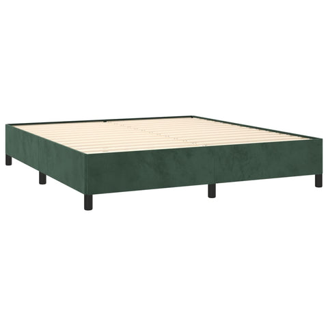 vidaXL Boxspringbett mit Matratze Dunkelgrün 180x200 cm Samt