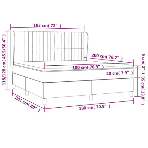 vidaXL Boxspringbett mit Matratze Dunkelgrün 180x200 cm Samt