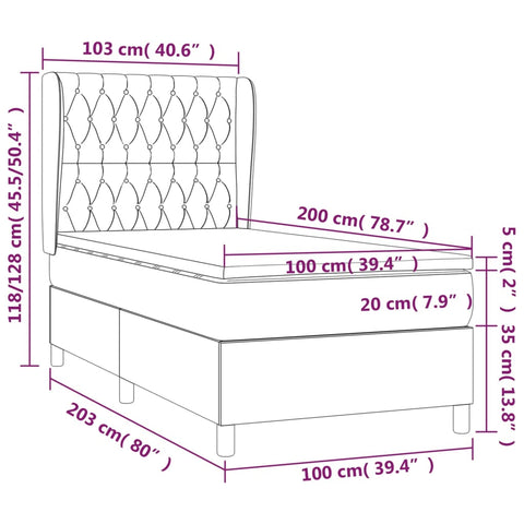 Boxspringbett mit Matratze Dunkelgrün 100x200 cm Samt