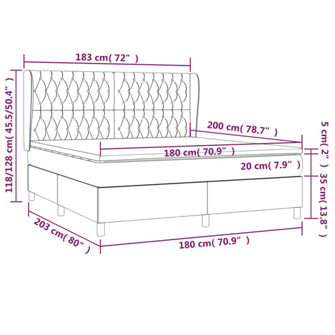 vidaXL Boxspringbett mit Matratze Dunkelgrün 180x200 cm Samt