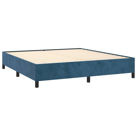 vidaXL Boxspringbett mit Matratze Dunkelblau 180x200 cm Samt