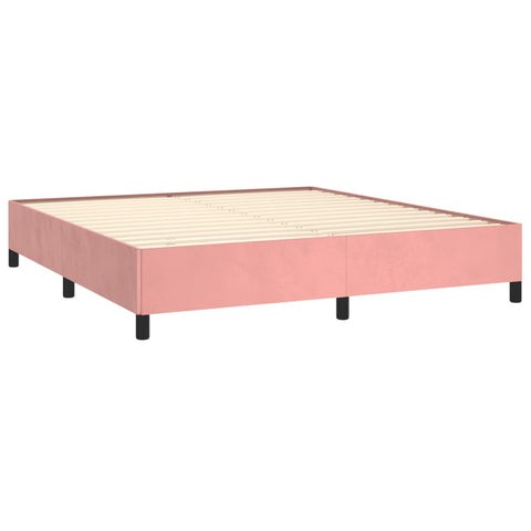 vidaXL Boxspringbett mit Matratze Rosa 180x200 cm Samt