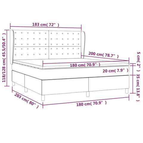 vidaXL Boxspringbett mit Matratze Dunkelgrün 180x200 cm Samt