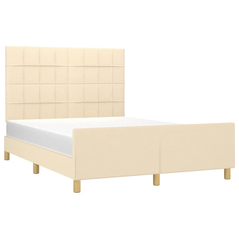 Bettgestell ohne Matratze Creme 140x190 cm Stoff