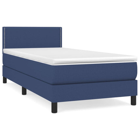 vidaXL Boxspringbett mit Matratze Blau 90x190 cm Stoff