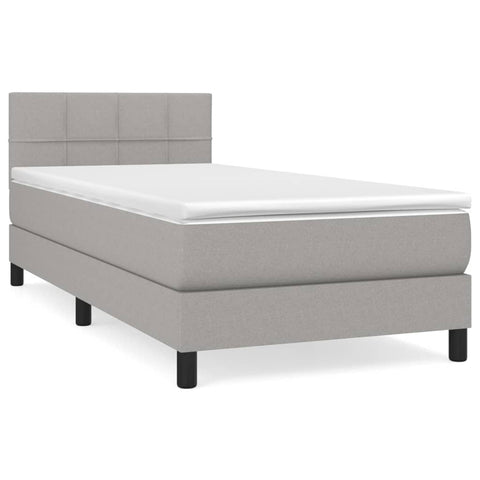 vidaXL Boxspringbett mit Matratze Hellgrau 90x190 cm Stoff